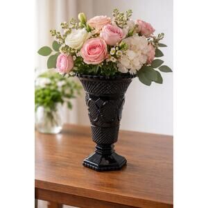 Avon Cape Cod Ruby Red Glass Vase Pedestal Footed 8” Vintage Pressed